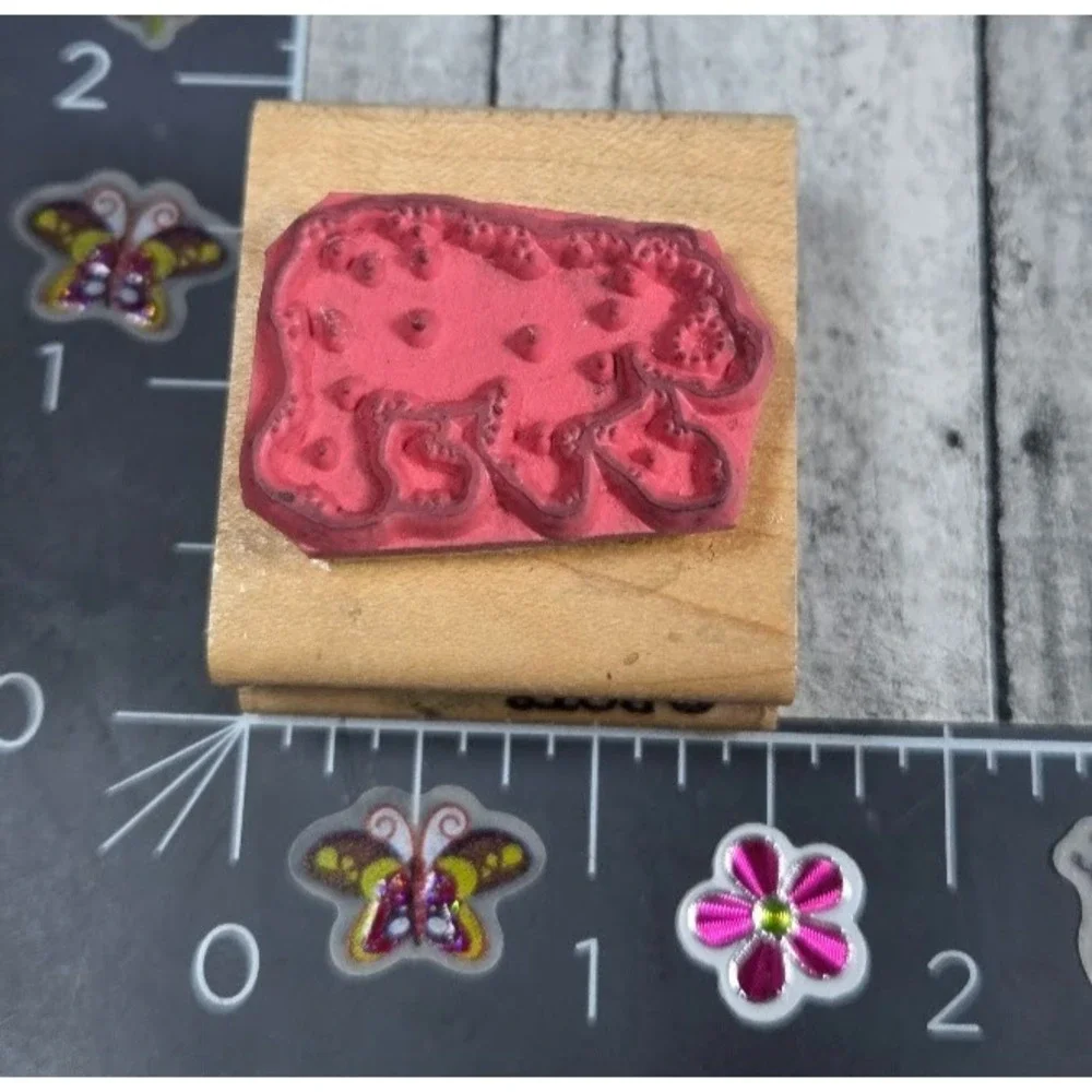 Dots Little Big Bear Country Stitch C196 Rubber Stamp Wood #P111